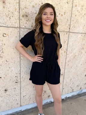 Black Urban Ribbed Romper