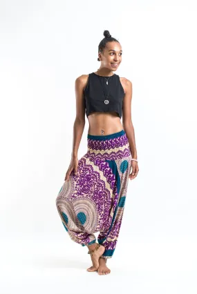 Geometric Mandalas 2-in-1 Jumpsuit Harem Pants in Purple