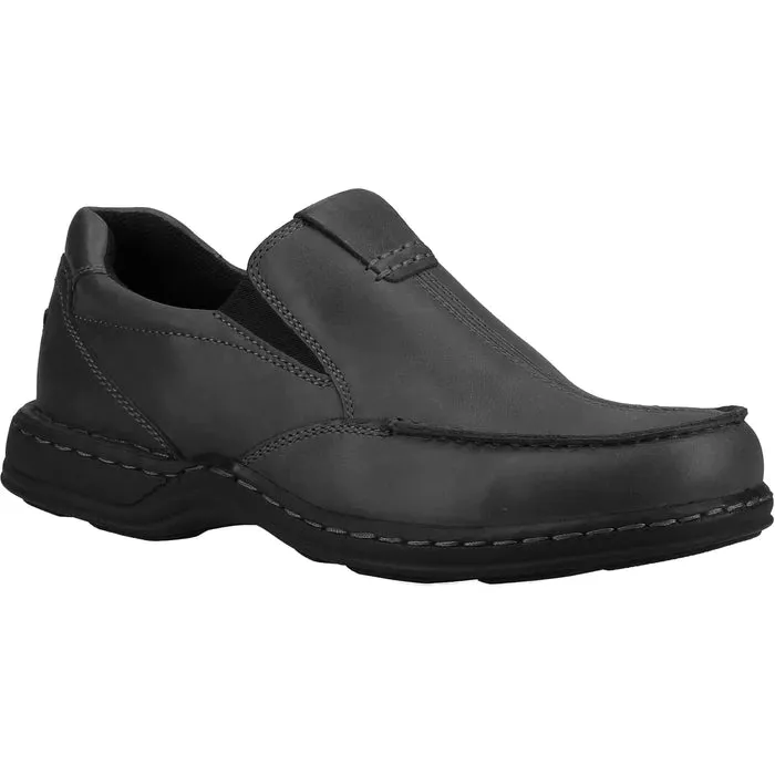 Hush Puppies Black Slip On Shoes Leather Comfort Wide Ronnie sale