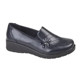 Ladies Navy Slip on Wedge Slip On Work Shoe Sorrento