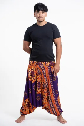 Lotus Mandalas Drop Crotch Men's Harem Pants in Purple