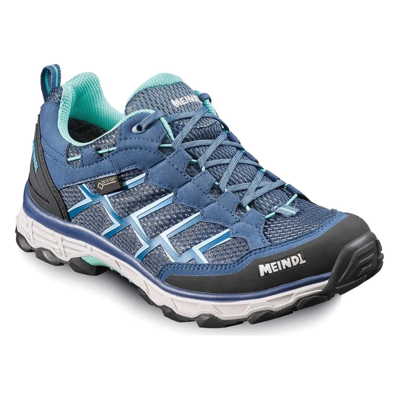 Meindl Activo Lady GTX Wide Fit Outdoor Walking Shoes in Blue/Mint Color