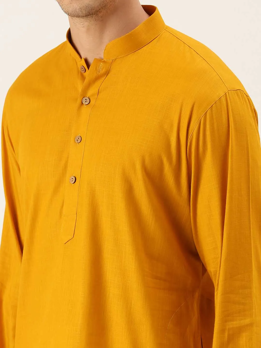 VASTRAMAY Men's Mustard Cotton Kurta