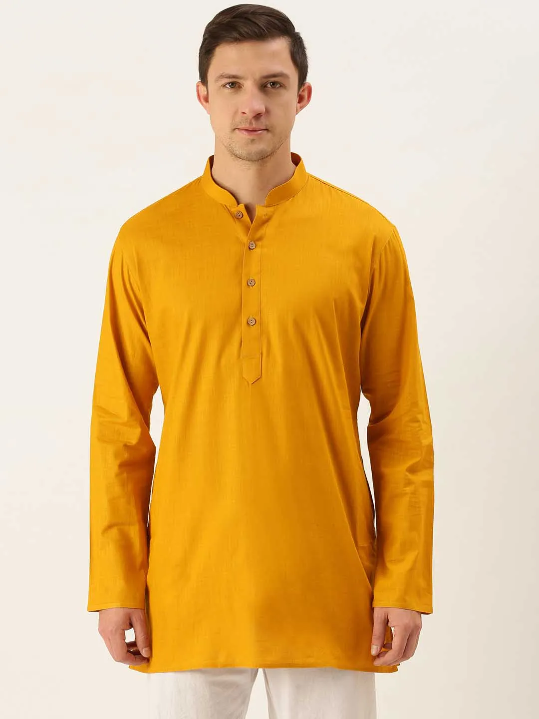 VASTRAMAY Men's Mustard Cotton Kurta