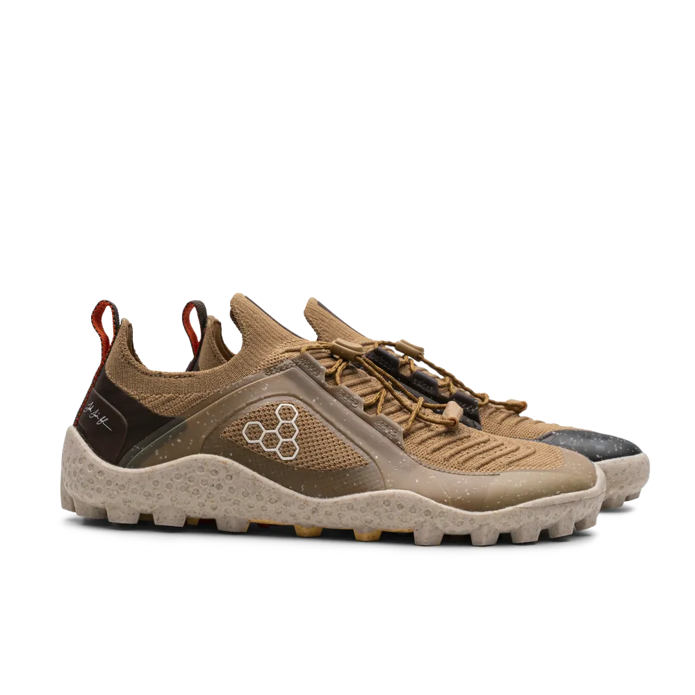 Vivobarefoot Womens Primus Trail SG JJF Knit in Elegant Bone Brown Color