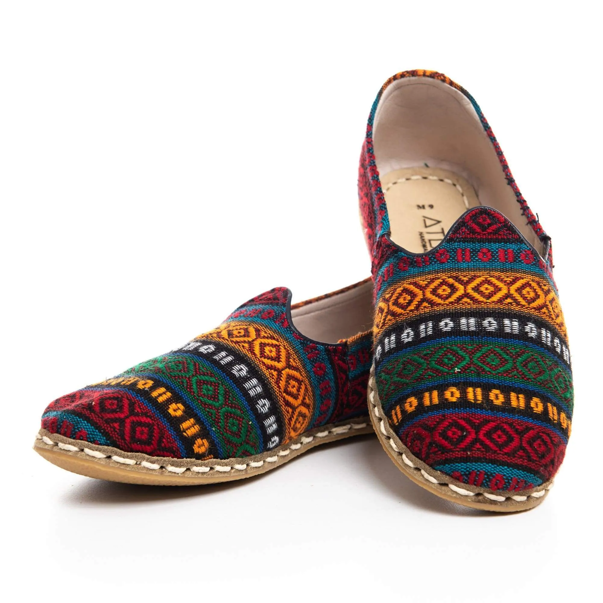 Women's Burgundy Kilim Slip On Shoes