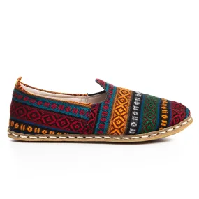 Women's Burgundy Kilim Slip On Shoes