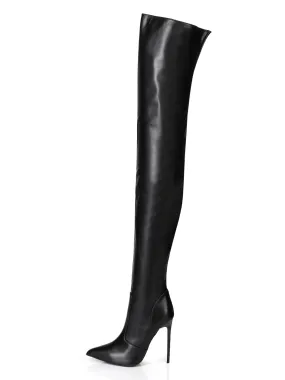 Zazu Matt Black Thigh Boots